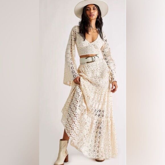 Free People Dresses & Skirts - Free People Yesenia Crochet Maxi Skirt Set